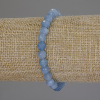 Aquamarine bracelet with faceted beads, 6 mm diameter, length about 18 cm, elastic