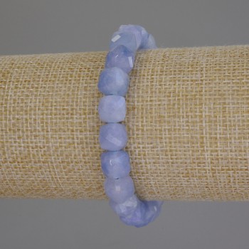 Faceted Aquamarine Cube Bead Bracelet, 9 mm diameter, 18 cm length, stretch