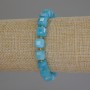 Aquamarine Bracelet with Faceted Cubes, 8 mm diameter ±, 3 mm seed beads ±, 18 cm length ±, stretch