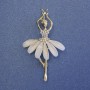 Ballerina Brooch-Pendant with White Crystals, Gold-Tone Metal 50x28 mm
