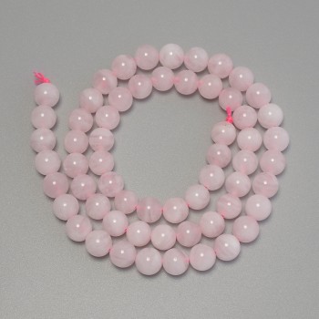 Beads Madagascan Pink Quartz, Smooth Round Bead, Diameter 6.5 mm, Length 39 cm
