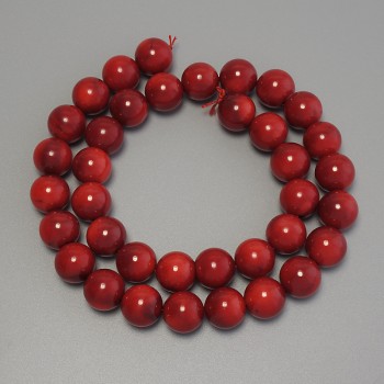Coral Beads Smooth Ball 11mm, Length 41 cm on Thread