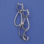 Cat Brooch with Gray Crystals, Silver Metal 58x26mm+