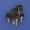 Pianano Brooch, Black Enamel, Gold-tone Metal, 36x30mm+