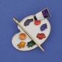 Palette Brooch-Pendant with Enamel in Golden Metal 40×37 mm
