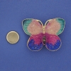 Magnetic Butterfly Brooch with Colored Enamel, Golden Metal, 39x30 mm+
