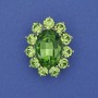 Brooch Accent green crystal rhinestones silver-toned metal 30x24mm+
