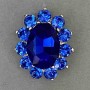 Accent Brooch with Blue Crystal, Crystals, Silver-Toned Metal 30x24 mm+