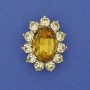 Brooch Accent Yellow Crystal Rhinestones Golden Metal 30×24mm+