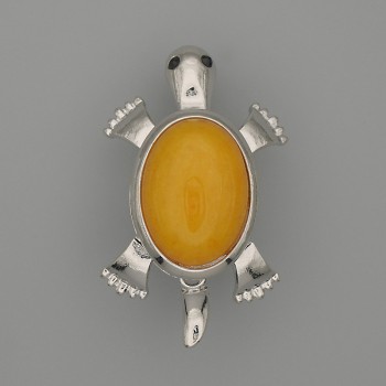 Brooch Pendant 'Turtle' with Synthetic Amber
