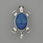Turtle Agate Brooch-Pendant 52x35 mm ± movable parts, silver-tone metal