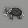 Elephant Brooch-Pendant with Aventurine Night of Cairo 45x27mm ± black accents, silver-tone metal