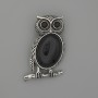 Brooch-Pendant Owl Aventurine Night of Cairo 45x25mm ± Black Srazi Silver-Tone Metal
