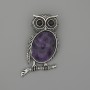 Owl Brooch-Pendant with Amethyst