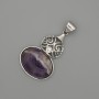 Amethyst cabochon pendant 50x28mm +/- silver-toned metal