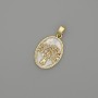 Mother-of-Pearl Tree Pendant, 18x13 mm, 25 mm length, golden metal