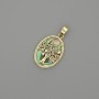 Haliotis Tree Pendant 18x13mm +/-, length 25mm +/- gold-tone metal