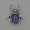 Beetle brooch pendant with agate, 44x37 mm, silver-tone metal