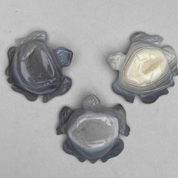 Souvenir Turtle Made of Smoky Agate, 59-70×60-79×13-17 mm ± (assorted sizes)