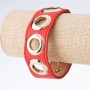 Tin Tin Bracelet with Rivet, Pink Eco-Leather, Gold-Tone Metal Accents, Snap Closure, 2.5 cm Wide, 18-23 cm Long