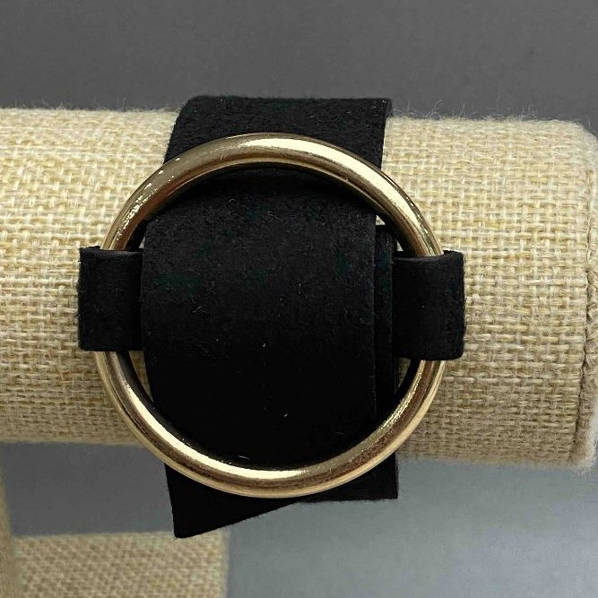 Black bracelet 'Buckle' 'nubuck metal color' gold