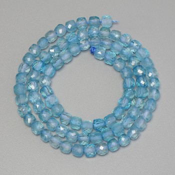 Faceted Topaz Beads, Cube-Shaped, 4mm Diameter ± on Thread, Length 38cm+