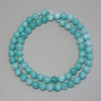 Aquamarine Beads — Smooth Round Bead, Diameter 6mm ± on Thread, Length 39cm+
