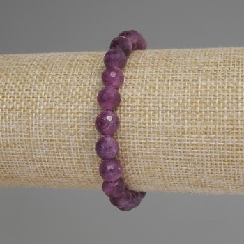 Tourmaline Bracelet with Faceted Beads, 8 mm Diameter, 18 cm Length, Stretch