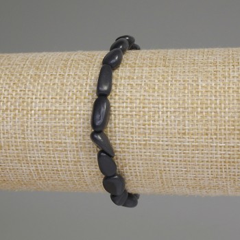 Shungite Bracelet with Faceted Beads, Bead Diameter 8-12x7 mm, Length 18 cm ±, Stretch