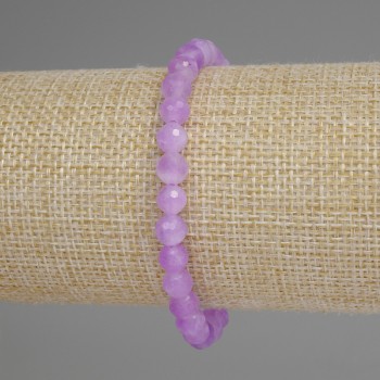 Lavender Amethyst Bracelet with Faceted Beads, 6mm Diameter, 18cm Stretch