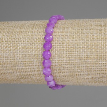 Lavender Amethyst Bracelet with Faceted Coins, 6 mm Diameter, 18 cm Length, Stretch