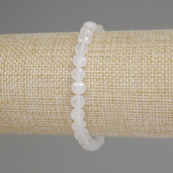 Bracelet with faceted rock crystal coin beads, 6mm, 18 cm long, elastic