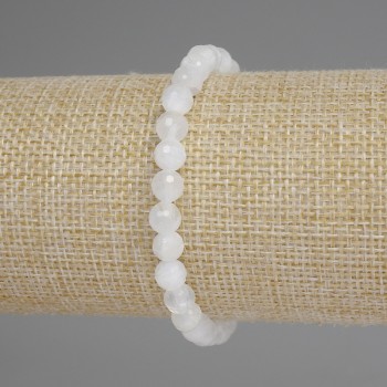 Bracelet with rock crystal, faceted bead 6mm, length 18 cm, stretch