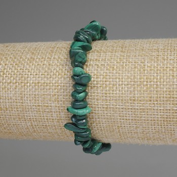 Malachite chip bracelet 5-9×3-4 mm +/-, length 18 cm +/- stretch