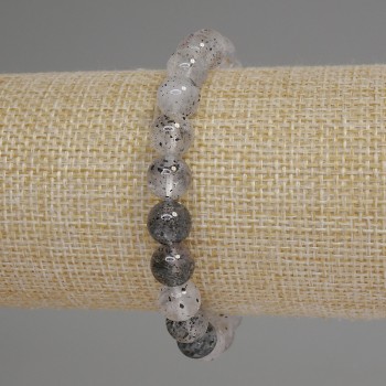 Herkimer Diamond Quartz Bracelet, 8mm Smooth Beads, 18 cm Elastic