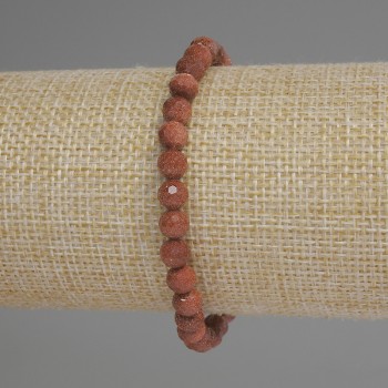 Aventurine Bracelet 'Golden Sand' Faceted Bead, 6mm Diameter, 18cm Length, Stretch