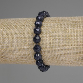 Bracelet Aventurine 'Night of Cairo' 8mm Faceted Beads, 18 cm Stretch Bracelet