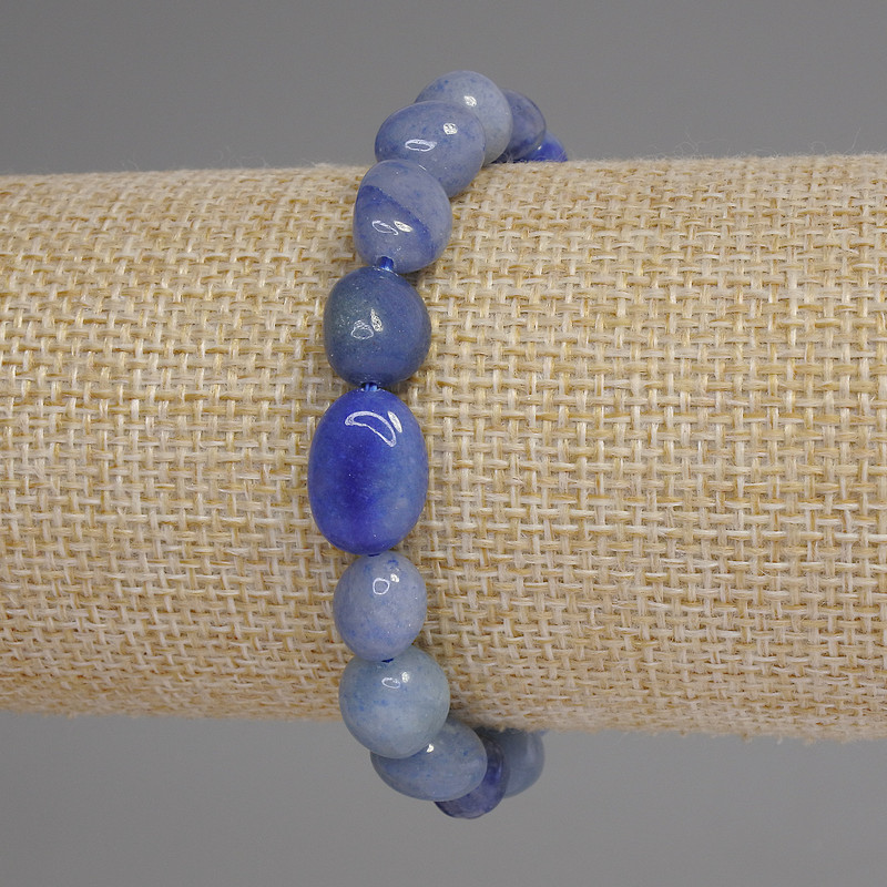 Blue Aventurine Faceted Bead Bracelet, diameter 10x9 mm, length 18 cm, stretch
