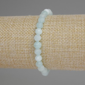 Elastic aquamarine bracelet with faceted beads, 6 mm diameter, 18 cm length ±