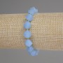 Aquamarine Bracelet with Faceted Rhombus Beads, approx. 10×9 mm, 3 mm Seed Beads, Length approx. 18 cm, Stretch