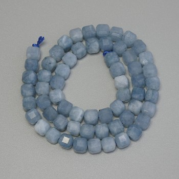 Aquamarine Beads, Faceted Cube, 5x5 mm, 32 cm Thread Length