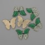 Butterfly pendant with colored enamel on gold-tone metal, diameter 22x16 mm, pack of 6
