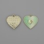 Heart Pendant, light-green color, golden metal, diameter 15x15 mm, pack of 2