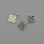 Clover Pendant in Gray Color with Golden Metal, Diameter 10x12 mm, Pack of 3