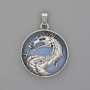 Pendant Dragon in a Circle with Moonstone, diameter 28mm ±, length 38mm ±, silver-toned metal