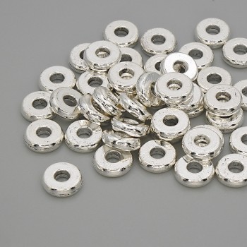 Bead insert, silver-tone color, size about 7.5×2 mm, hole diameter about 2.5 mm, packaging 20 g (approx. 40 pcs)