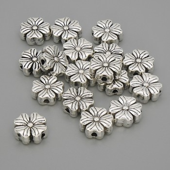 Bead Insert 'Flower' Silver Metal Color, 9x9x3 mm, hole diameter 5 mm ±, diameter 1.5 mm ±, packaging 20 g (~17 pcs)