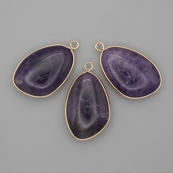 Amethyst pendant in a gold-tone bezel 21×35 mm+