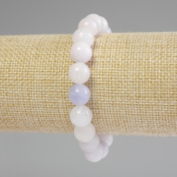 Aquamarine Bracelet with Smooth Beads, 10mm Diameter, 18 cm Length, Elastic