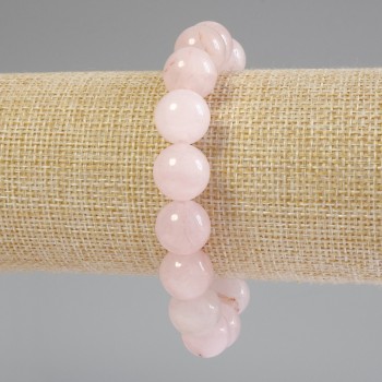 Sale! Pink Quartz Bead Bracelet, 12mm Diameter Beads, 18 cm Length, Stretch